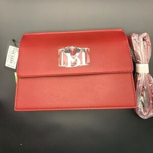 Badgley Mischka Red Crossbody Bag with Silver Hardware